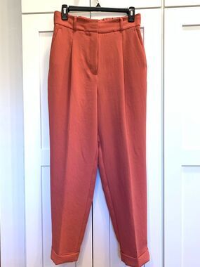 Aritzia Wilfred Dashwood Pant Women's 6 Pink Cuffed High Rise Pleated Trousers
